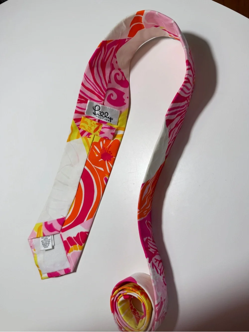 Lilly Pulitzer Vintage Pink Orange Yellow Floral Necktie